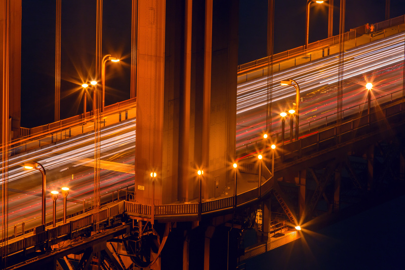 Golden Gate Bridge Traffic: Night