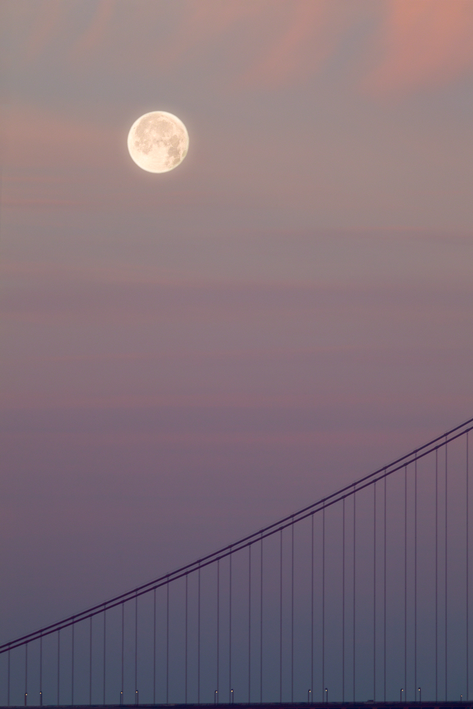 Full Moon and Golden Gate Bridge Cables: Image #20120110_0083