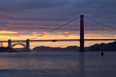 Blue Sunset Silhouette of Golden Gate Bridge