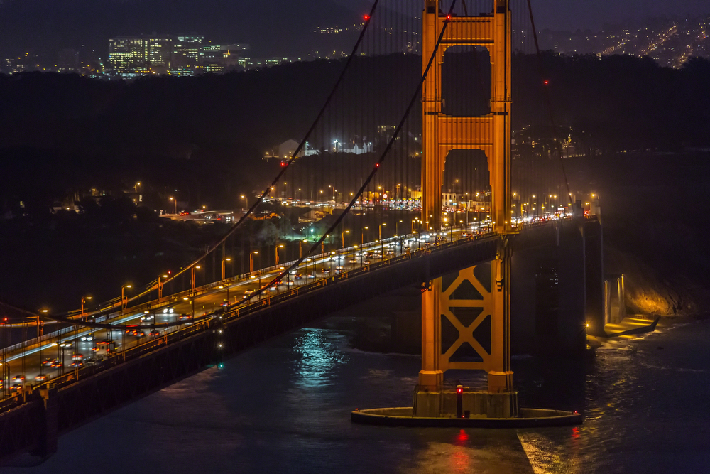 Golden Gate Bridge: Night Traffic