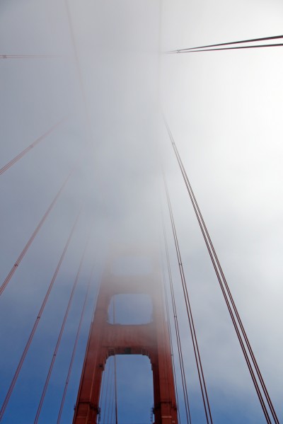 Golden Gate Bridge Tower - Cables - Fog